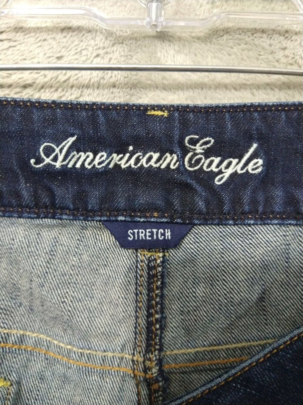 American Eagle Jeans Womens 16 Blue Denim Artist Crop Dark Wash Mid Rise Stretch - Picture 7 of 10